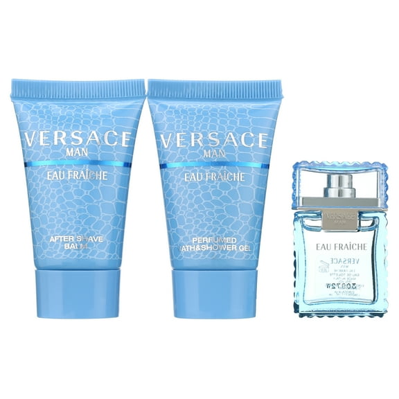 Versace Man Eau Fraiche Set-Edt .17 Oz Mini & Aftershave Balm .8 Oz &