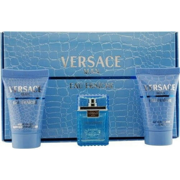 Versace Man Eau Fraiche by Gianni Versace for Men Edt .17 Oz Mini & After Shave Balm .8 Oz Mini & Shower Gel .8 Oz Mini