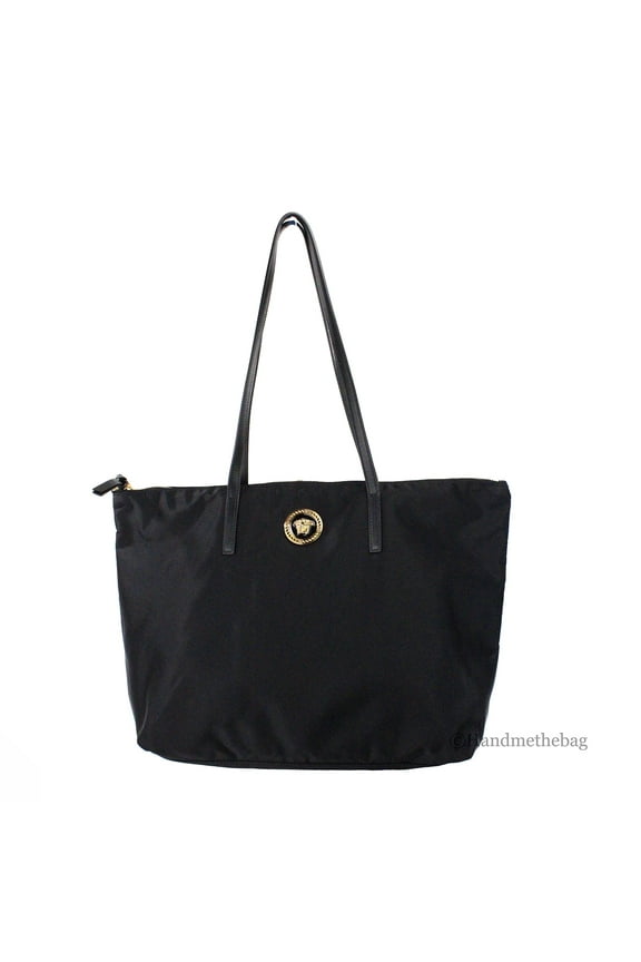Medium Black Nylon La Medusa Shoulder Tote Bag