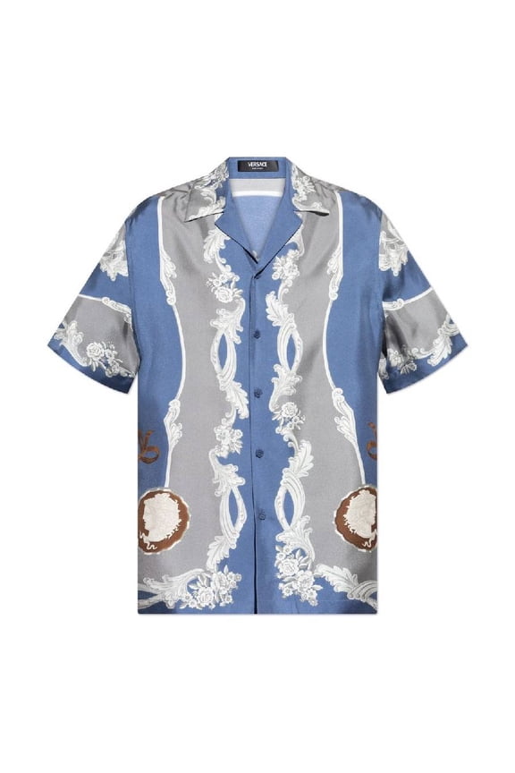 Medusa Cameo Print Silk Shirt, Brand Size 48 ( US Size 38 )