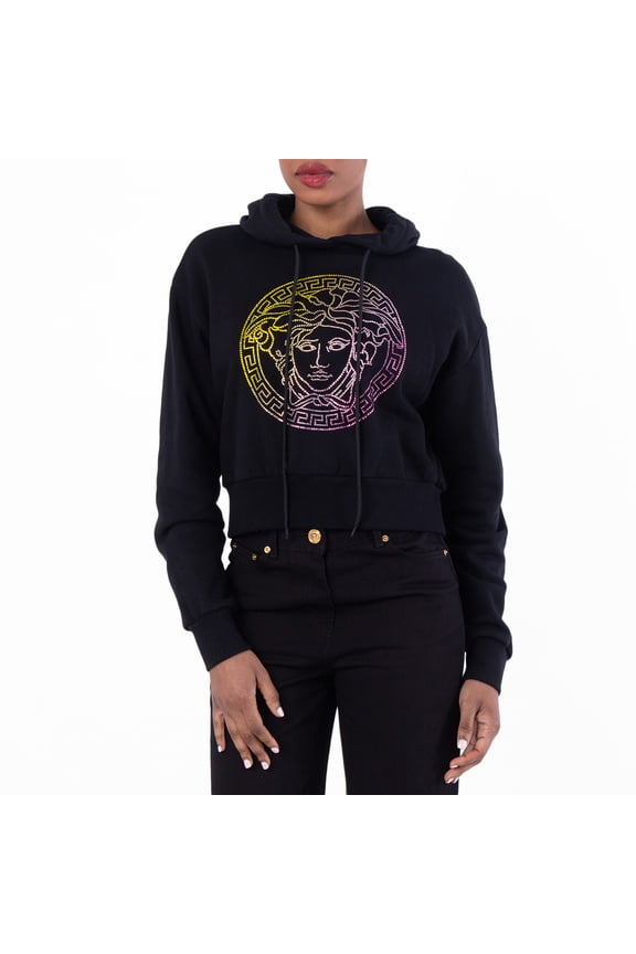 Medusa Crystal Embellished Hoodie, Brand Size 40 ( US Size 4 )