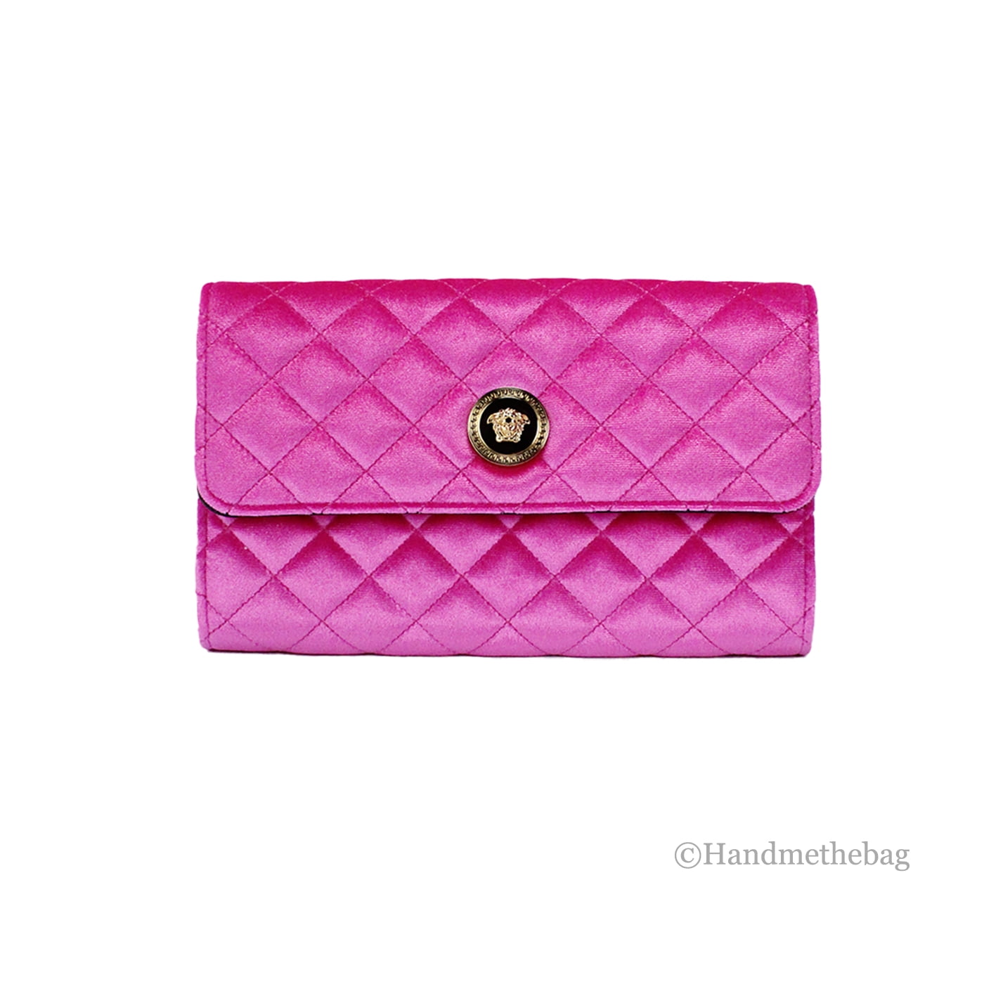 Versace Medusa Fuchsia Soft Quilted Fabric Evening Crossbody