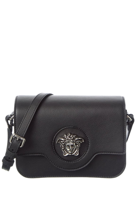Medusa Leather Shoulder Bag, Black