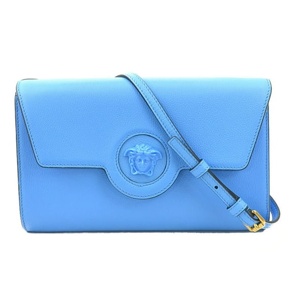 Pre-Owned Versace Medusa Leather Shoulder Bag Blue Women's h30859j (Good)