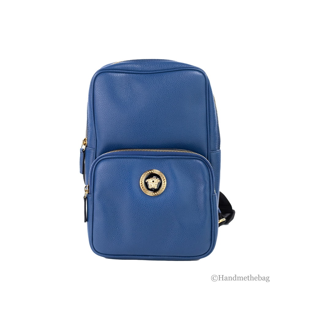Versace Medusa Navy Blue Small Grainy Calf Leather Sling Pack Backpack Bag Walmart Business Supplies