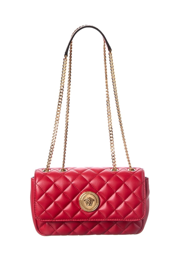 Medusa Quilted Leather Shoulder Bag, Red