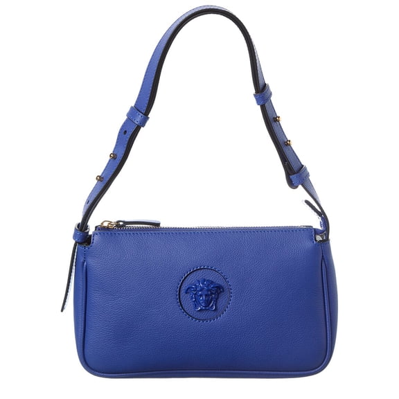 Versace Medusa Small Leather Shoulder Bag, Blue