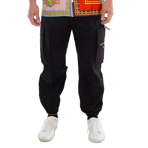 Versace Men's Black Slim-Cut Cargo Trousers, Brand Size 48 (US Size 32)