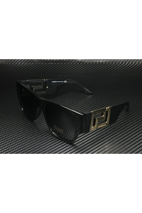 Men's Rectangle Sunglass, Black and Dark Grey