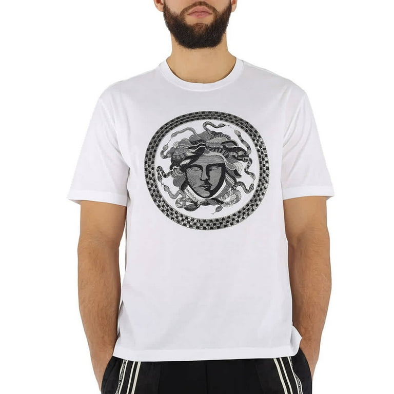 Versace Men's T-Shirt White W Medusa Embroid, Size Large 