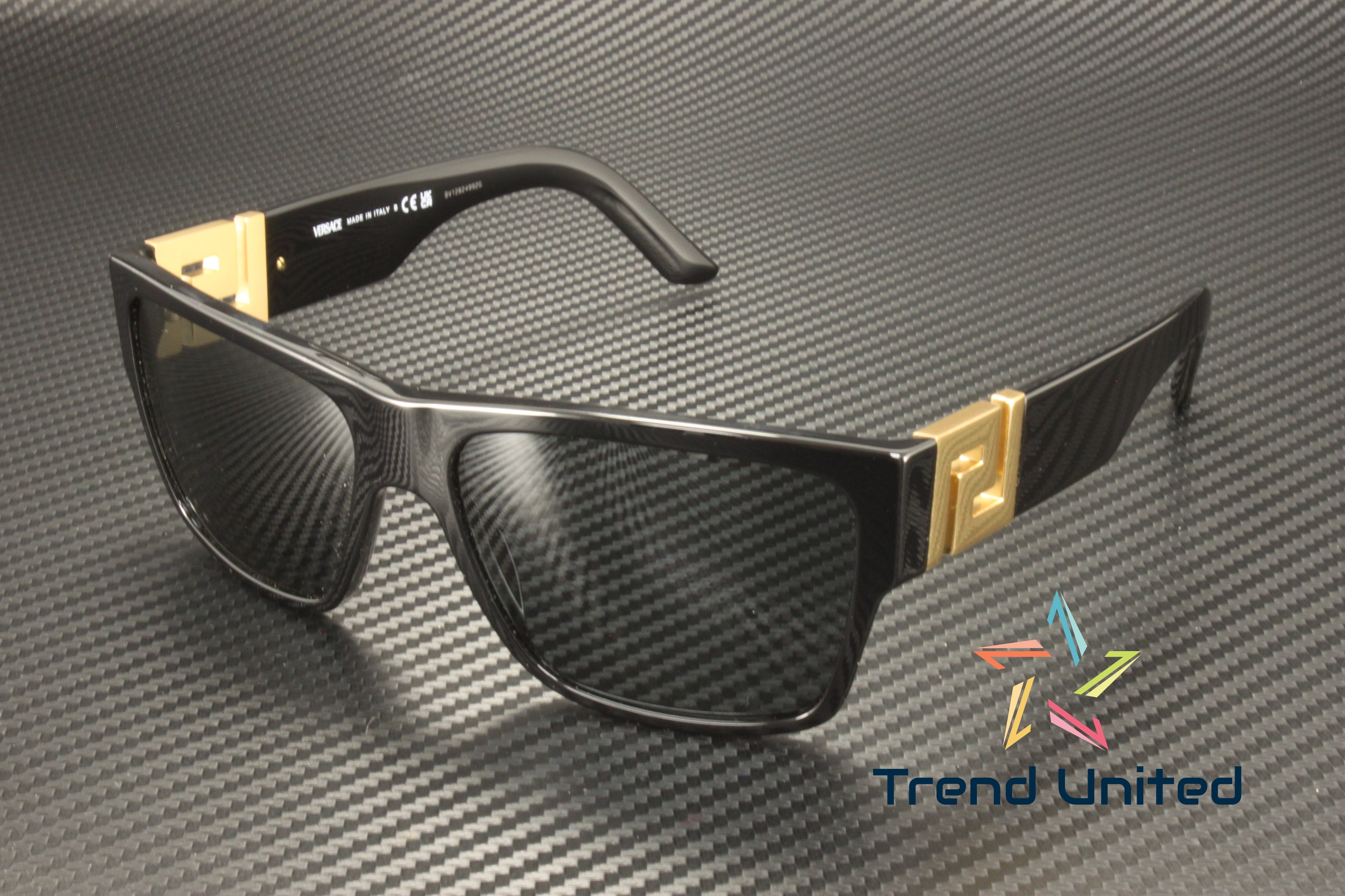 Versace Plastic Unisex Square Sunglasses Black 59mm Adult