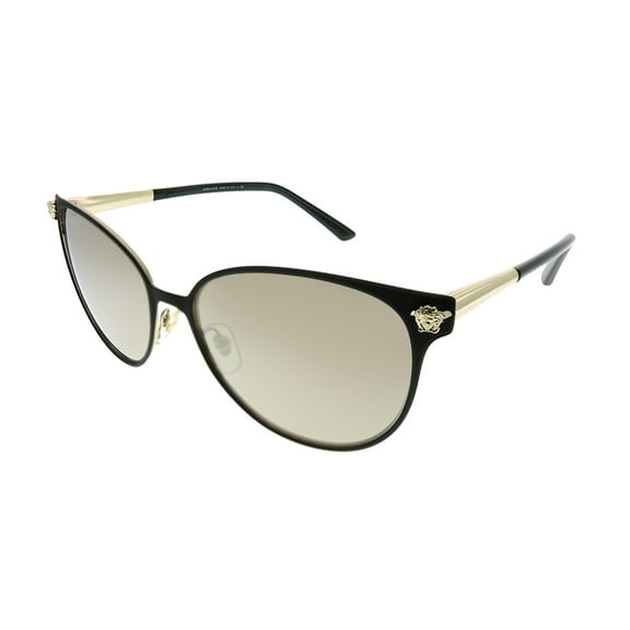 Versace  Metal Womens Round Sunglasses Black/Pale Gold 57mm Adult