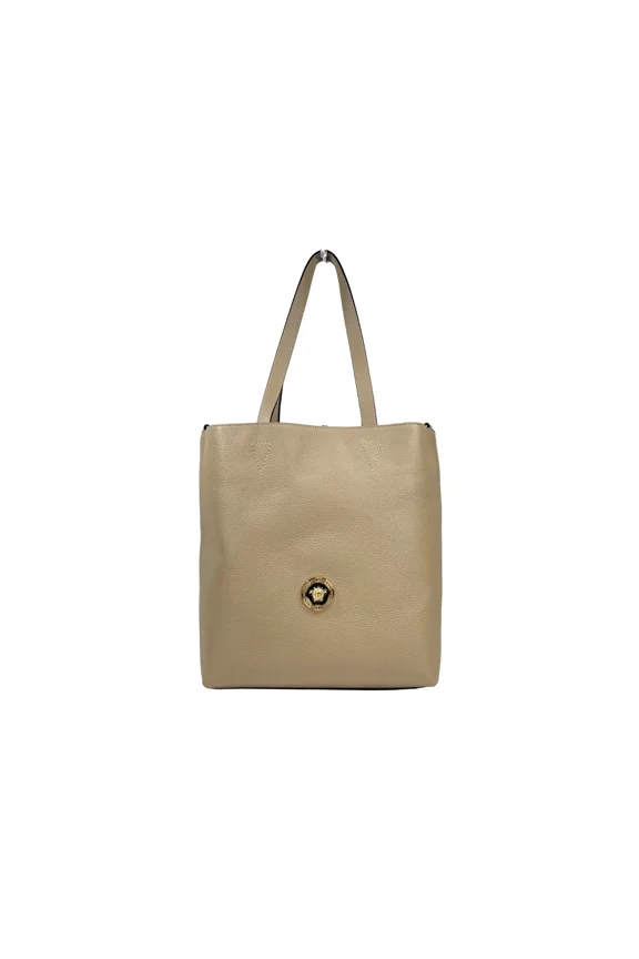 Medusa Large Leather Tote Bag With Pouch