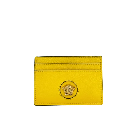 Versace Mini Medusa Yellow Leather Slim Card Case Wallet