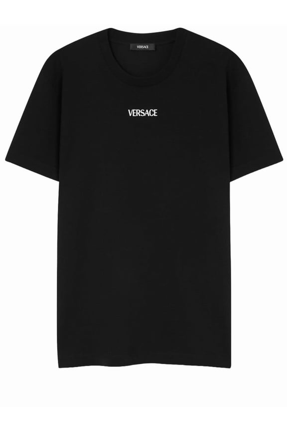 Minimalist Black Cotton T-Shirt With Contrasting Logo (Men's)