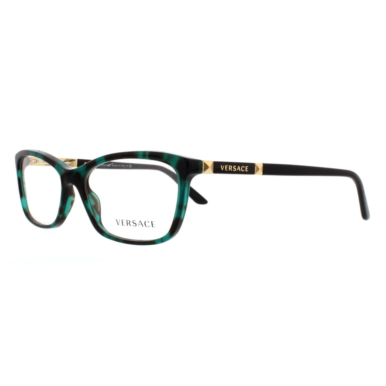 Versace Unisex Rectangle Eyeglasses, Green Havana  display picture 1