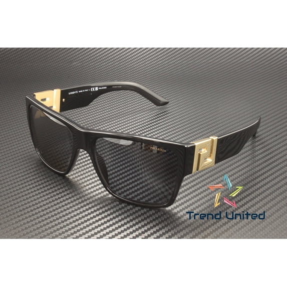 Versace Plastic Unisex Square Polarized Sunglasses Black 59mm Adult