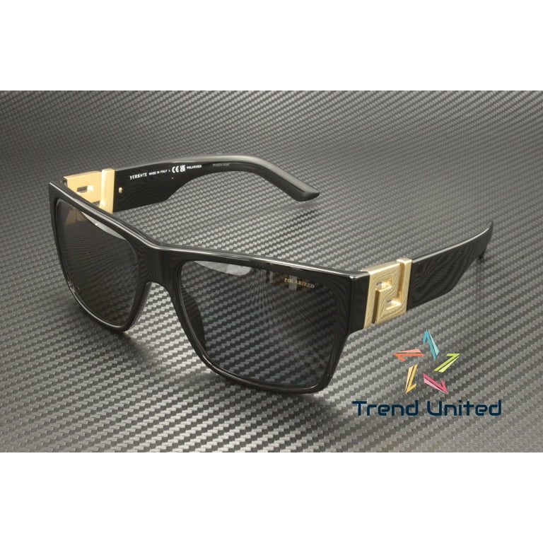 Versace Unisex Square Polarized Sunglasses, Black Plastic Frame