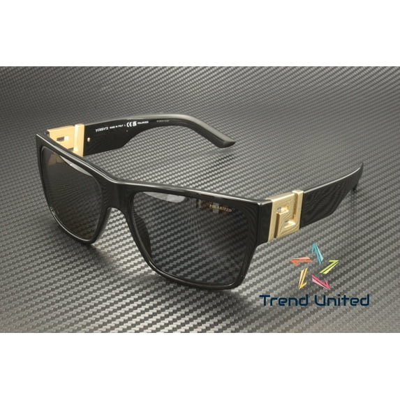 Versace Plastic Unisex Square Polarized Sunglasses Black 59mm Adult