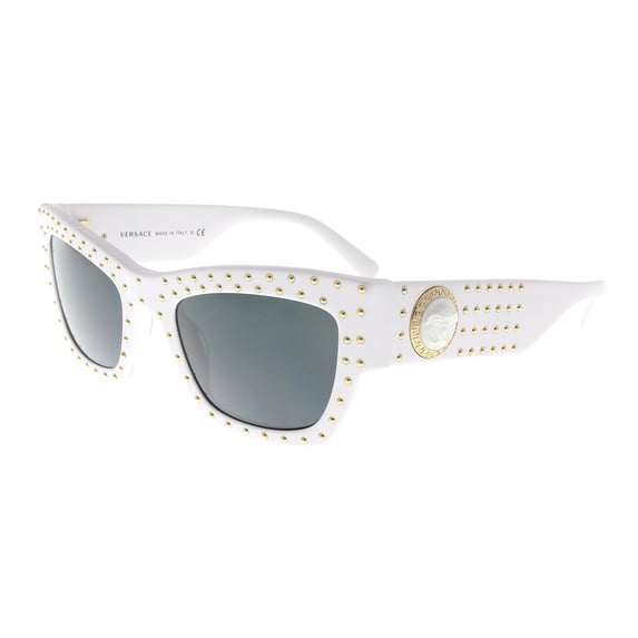 Versace Plastic Unisex Square Sunglasses White With Gold Studs 52mm Adult