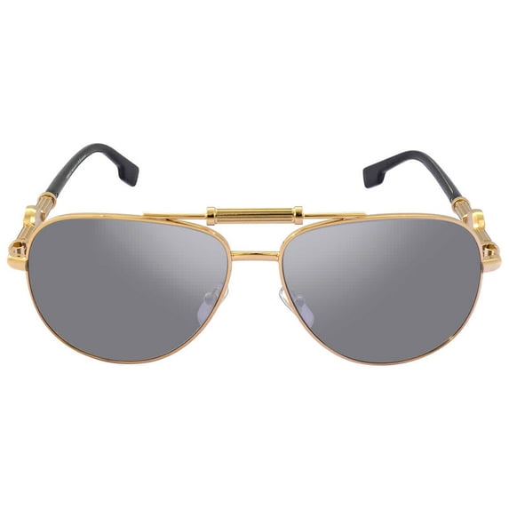 Versace Polarized Grey Mirror Silver Pilot Unisex Sunglasses VE2236 1002Z3 59