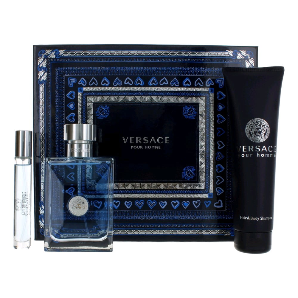 Versace Pour Homme Cologne Gift Set for Men, 3 Pieces 