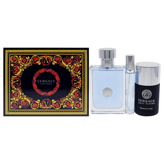 Versace Pour Homme by Versace for Men - 3 Pc Gift Set 3.4oz EDT Spray, 2.5oz Deodorant Stick, 0.34oz EDT Travel Spray