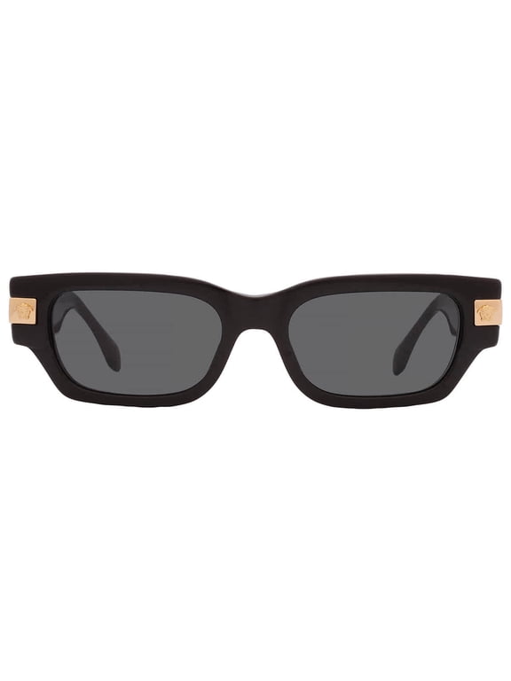 Prescription Unisex Rectangle Sunglasses, Black/Dark Gray