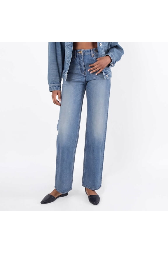 Regular-Fit Cotton Denim Jeans, Waist Size 27"