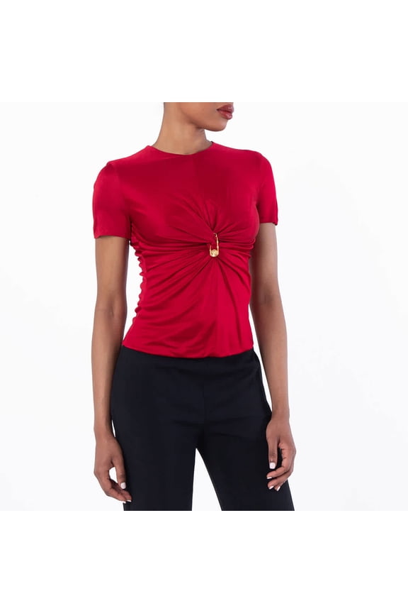 Safety Pin Gathered Viscose Top, Brand Size 38 ( US Size 2 )