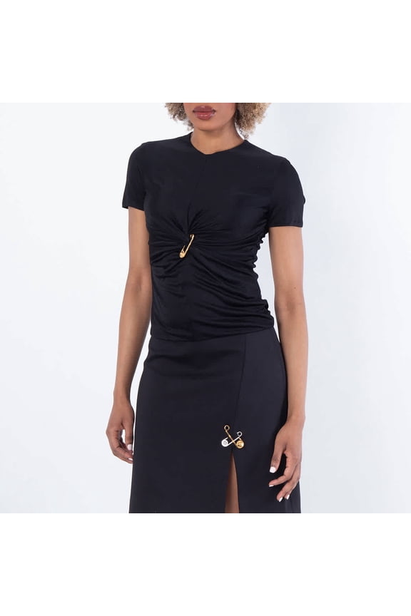 Safety Pin Gathered Viscose Top, Brand Size 44 ( US Size 8 )