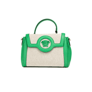 Versace Small Bright Green Rope Canvas Shopper Tote