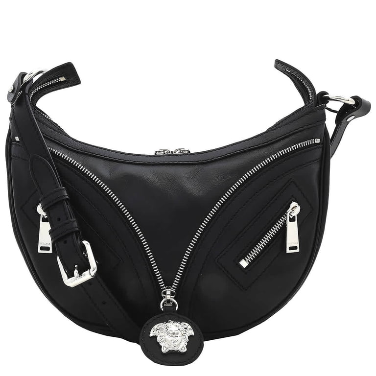 VERSACE ホーボー リピート　ブラック ショルダーバッグ Versace Small Repeat Hobo Bag - Black - Walmart.com