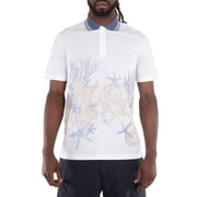 Versace Starfish Print Cotton Polo Shirt, Size Medium