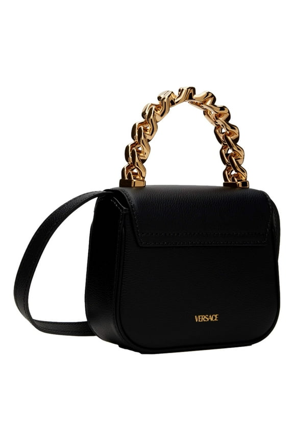 Top Handle Black Mini Vitello Leather Handbag