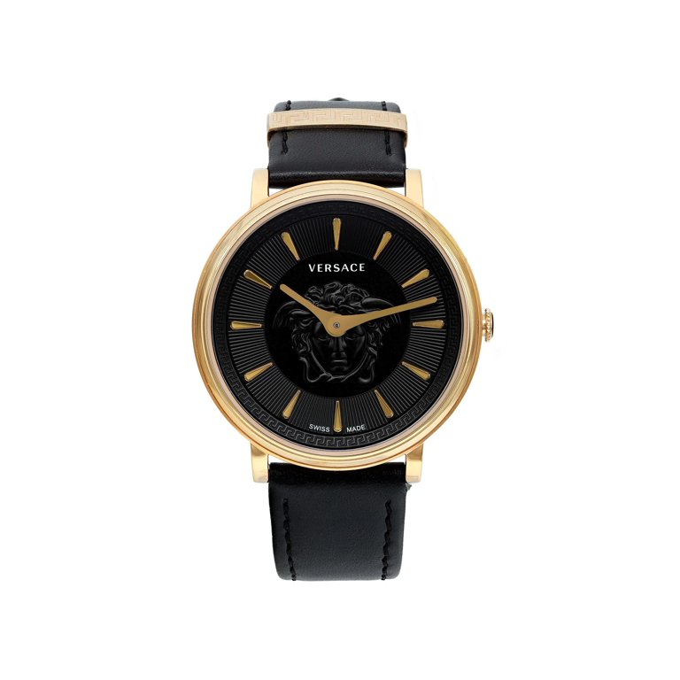 Versace V-Circle Medusa Leather Strap Quartz Ladies Watch 