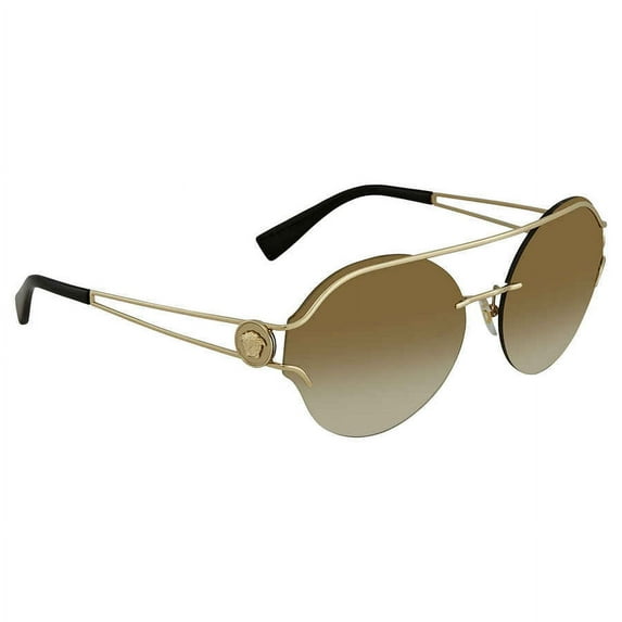 Versace VE 2184 Metal Womens Round Sunglasses Pale Gold 61mm Adult