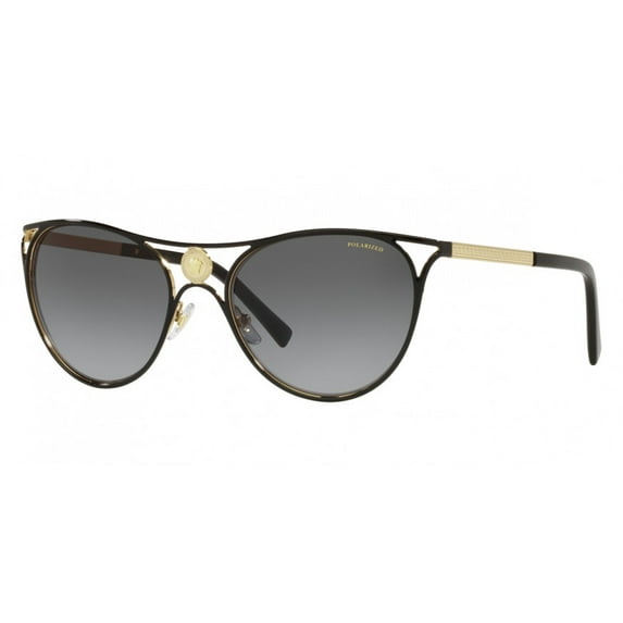 Versace VE 2237 Metal Womens Cat-Eye Polarized Sunglasses Black/Gold 57mm Adult