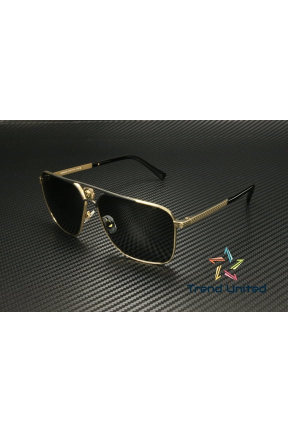 VE 2238 Metal Unisex Rectangle Sunglasses Gold/Matte Black 61mm Adult