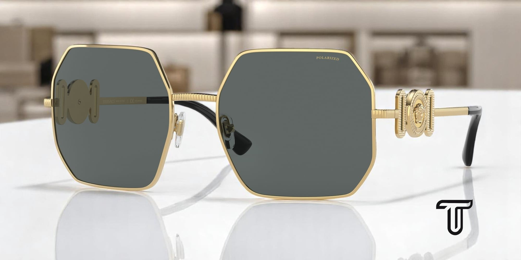 Versace Womens Gold 58mm Sunglasses Versace VE2196B VE/2196/B 1252/7I Pale Gold Fashion Cat Eye  main image 2