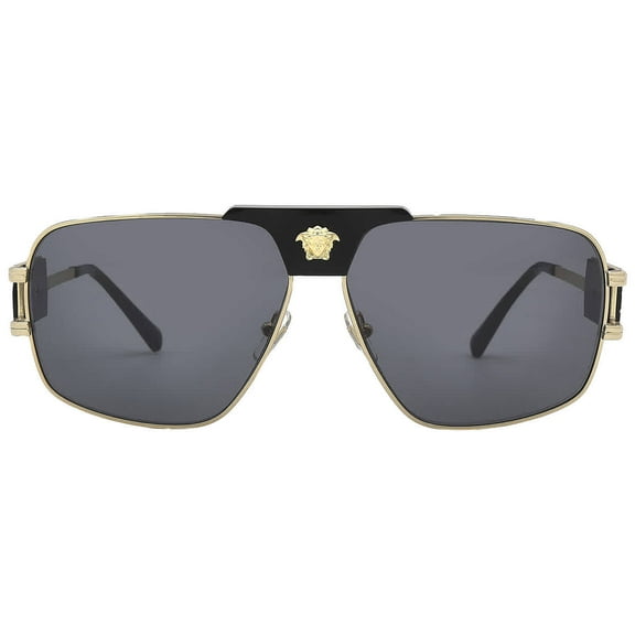Versace VE 2251 Metal Unisex Square Sunglasses Gold & Black 63mm Adult