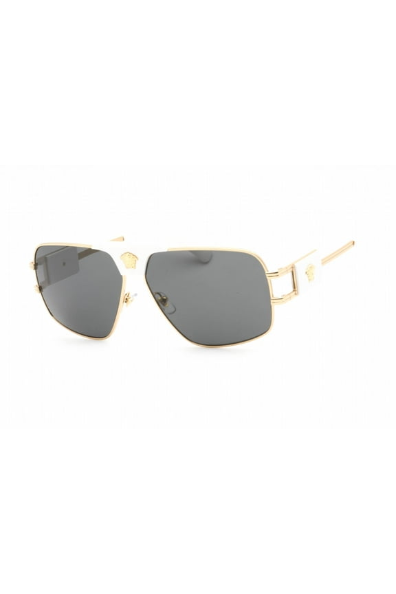 VE 2251 Metal Unisex Square Sunglasses Gold & White 63mm Adult