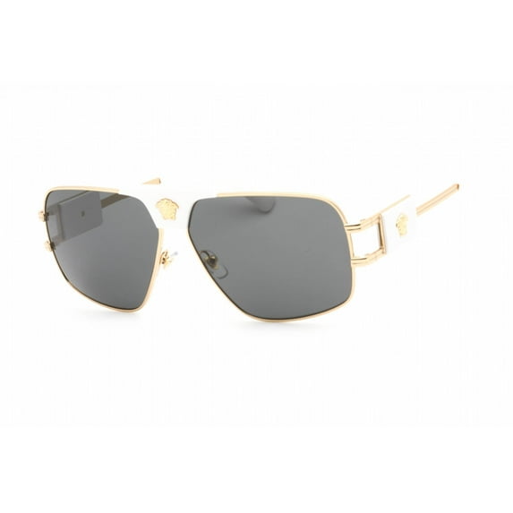 Versace VE 2251 Metal Unisex Square Sunglasses Gold & White 63mm Adult