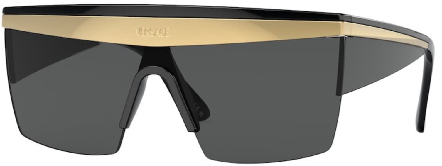 Versace 2254 Shield Sunglasses Black Gold Metal Lens Sunglasses Versace VE 2254 Plastic Unisex Shield Fashion Sunglasses  main image 4