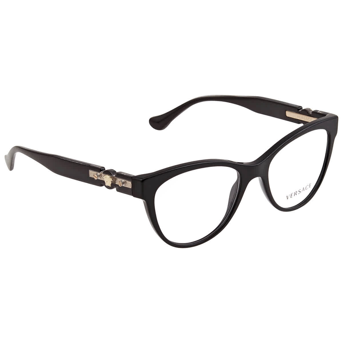 Versace VE 3304 Plastic Womens Cat-Eye Eyeglasses Black 53mm 