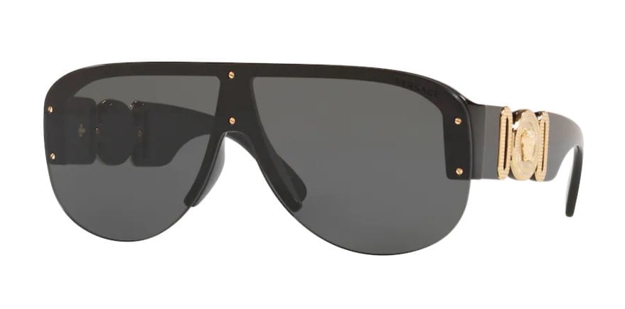 Versace VE 4391 Plastic Unisex Shield Sunglasses Black 48mm Adult