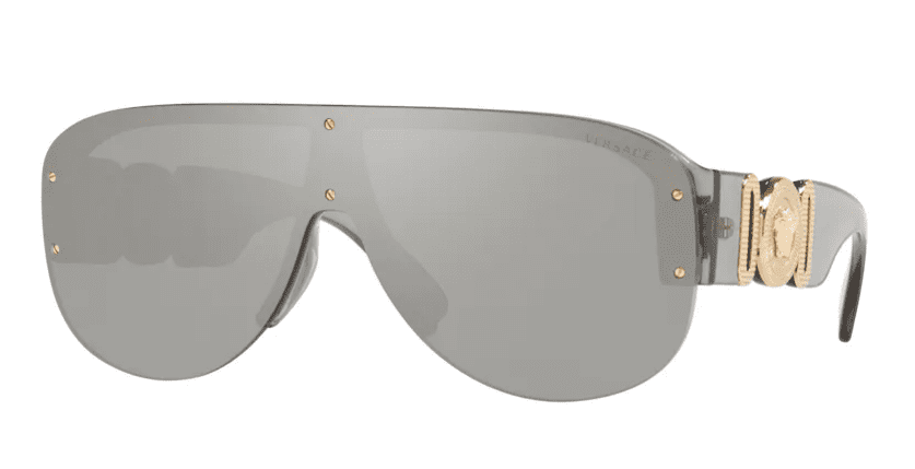 Versace VE 4391 Plastic Unisex Shield Sunglasses Transparent Grey 48mm Adult