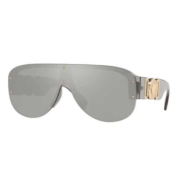 Versace VE 4391 Plastic Unisex Shield Sunglasses Transparent Grey 48mm Adult
