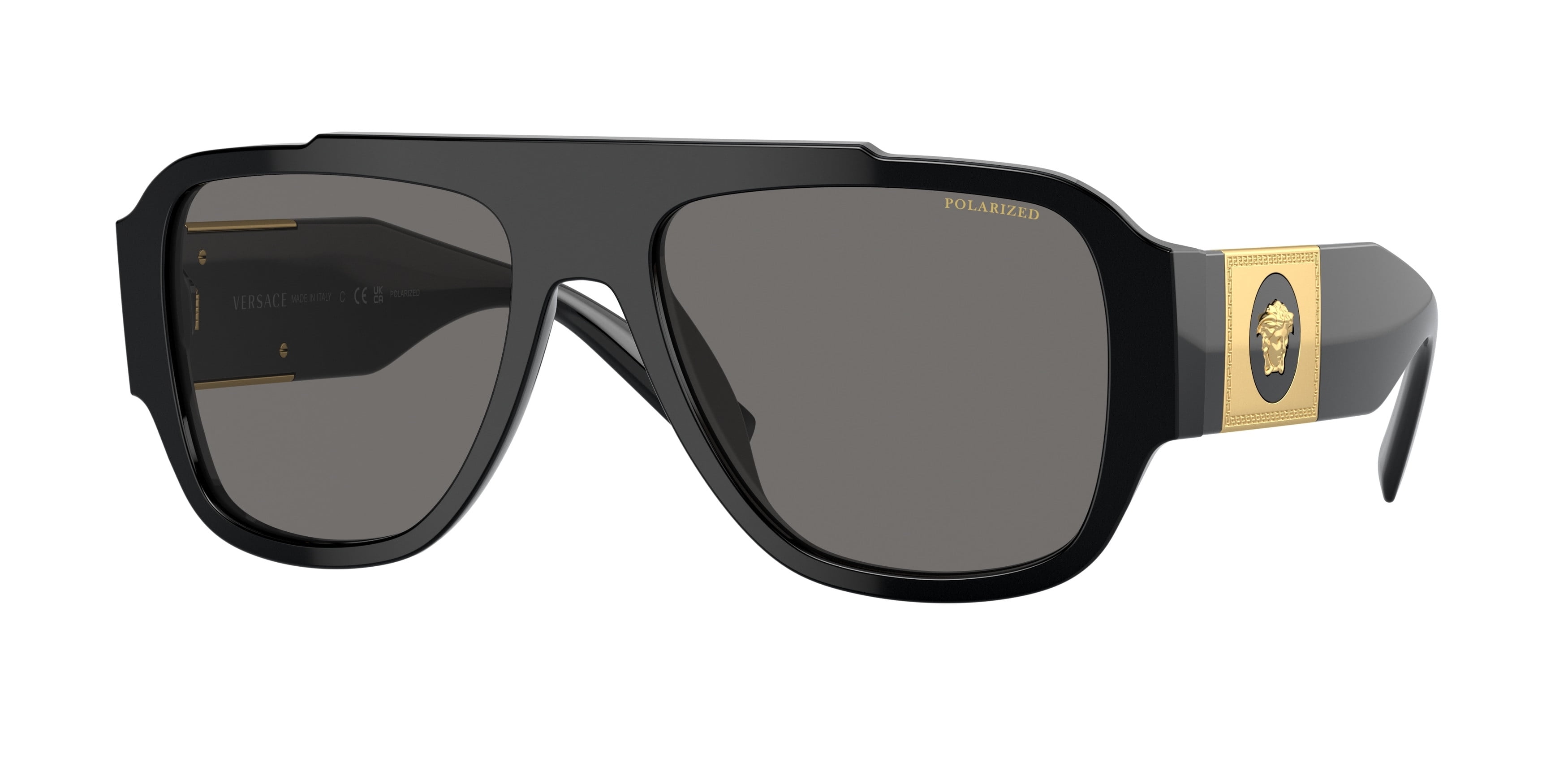 Versace VE 4436U Plastic Unisex Pillow Polarized Sunglasses Black 57mm Adult
