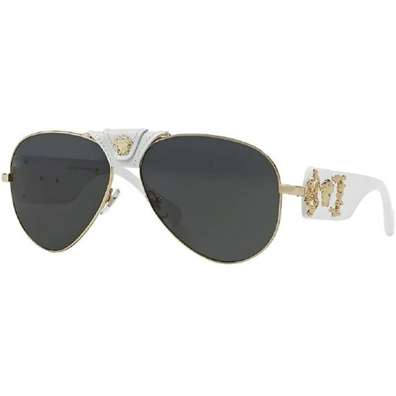 Versace VE2150Q 134187 62M Gold/Grey Pilot Sunglasses For Men For Women+FREE Complimentary Eyewear Care Kit